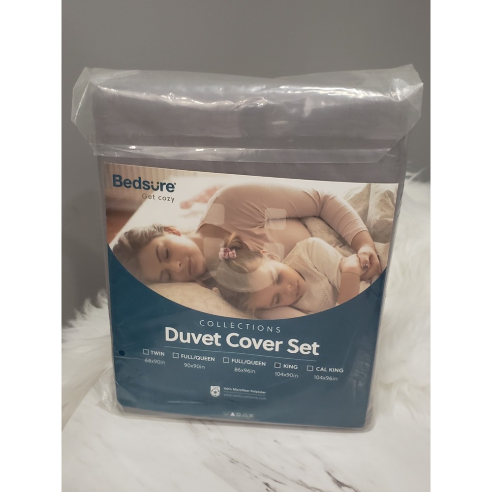 NEW SOLID GRAY BedSure Duvet Cover Set King 104x90 Duvet And 2 Pillow Covers